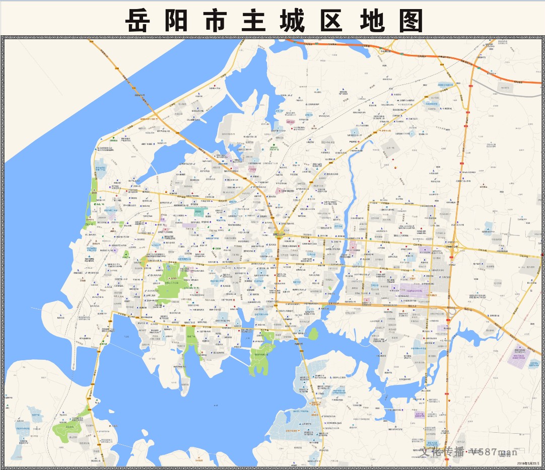 2019年湖南岳阳主城区地图交通旅游街道小区房产楼盘学校112x130