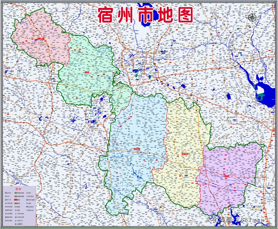 2022年3月安徽宿州市百度版行政交通旅游细化乡镇村落分布地图