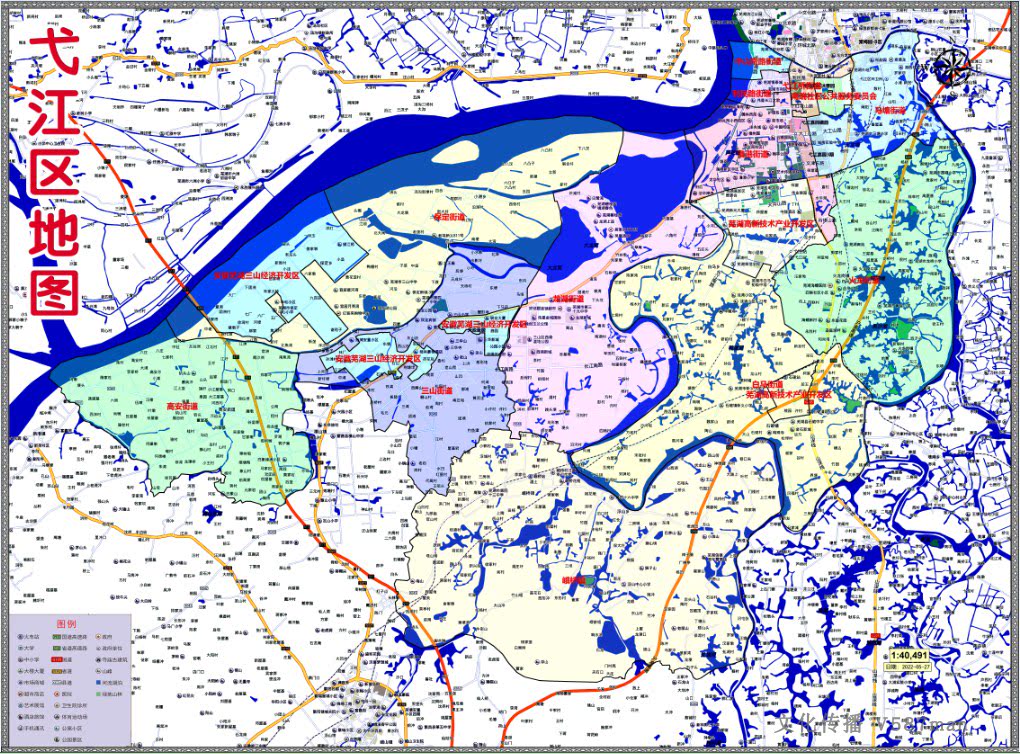 2022年5月安徽芜湖市弋江区定制行政交通旅游乡镇村落分布地图