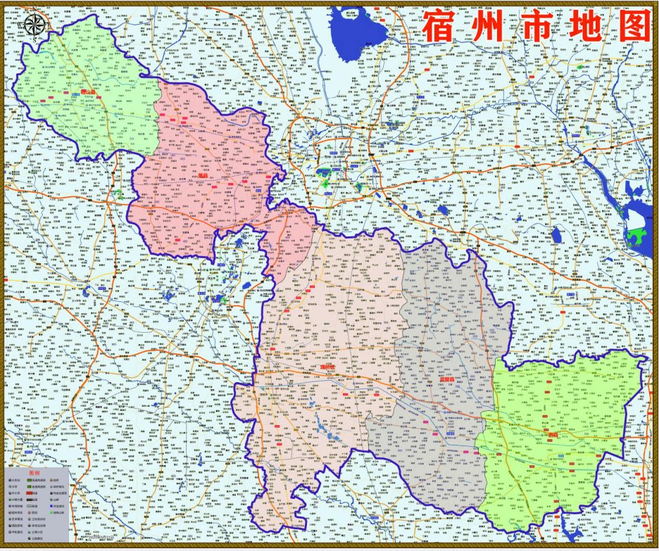 2020安徽宿州百度版地图砀山县灵璧萧县泗州埇桥行政交通旅游乡镇