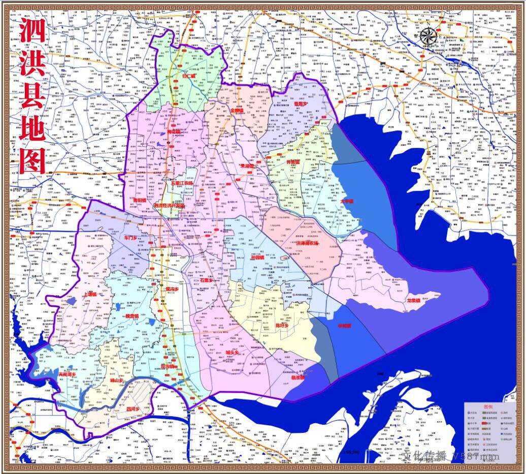 2021年5月江苏宿迁市泗洪县百度版行政交通旅游乡镇村落分布地图