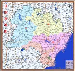 2019年山东日照市百度版地图五莲莒县东港岚山区120x115cm