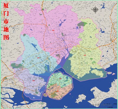 2020年福建厦门市百度版地图湖里海沧同安集美翔安思明区1.4x1.3m