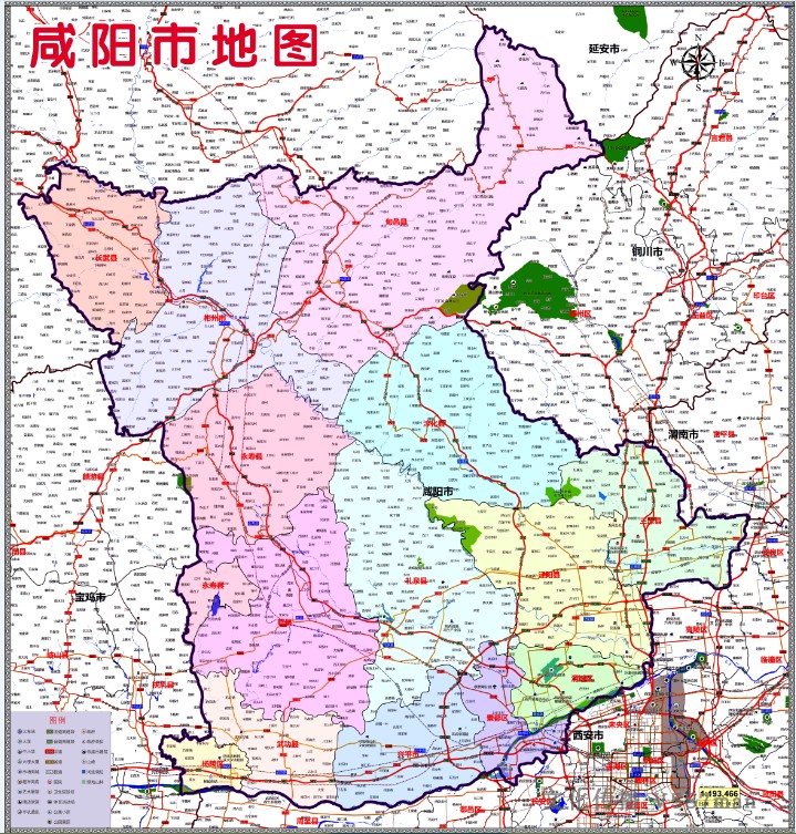 2022年10月陕西咸阳市地图淳化永寿长武旬邑泾阳礼泉武功县彬州市