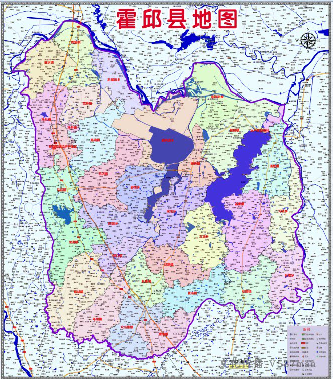 2022年3月安徽六安市霍邱县百度版行政交通旅游乡镇村落分布地图