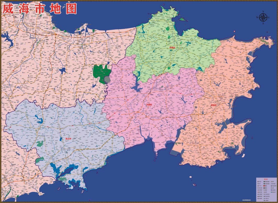 2020山东威海百度版地图环翠区文登区荣成市乳山行政交通旅游乡镇