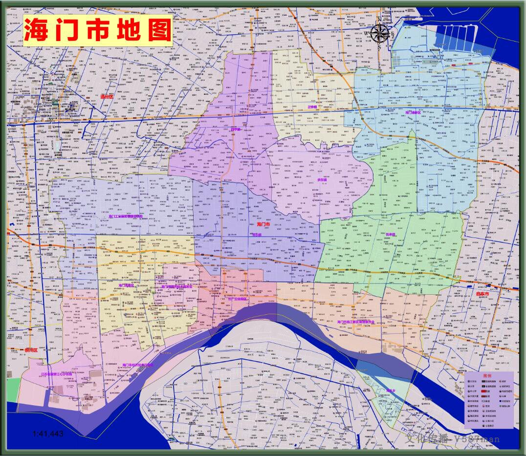 2020年10月江苏南通海门市百度版地图乡镇村落公路交通行政