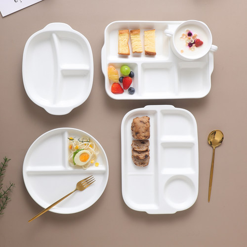 简约陶瓷分格餐盘饭盘盘子