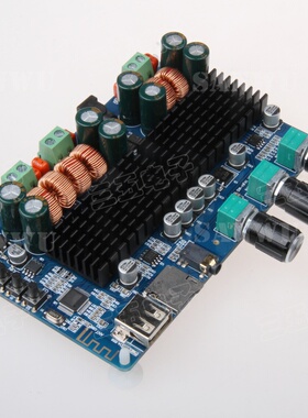 蓝牙功放板TPA3116蓝牙接收USB TF卡解码200W 2.1声道数字功放板