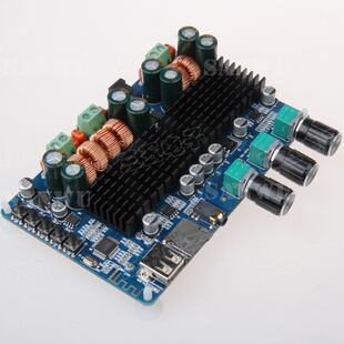 蓝牙功放板TPA3116蓝牙接收USB TF卡解码200W 2.1声道数字功放板