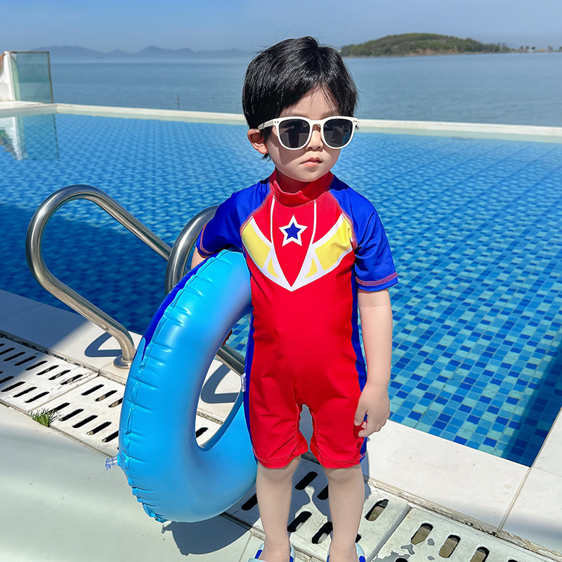 奥特曼男童泳衣儿童连体2025新款套装防晒男孩游泳速干泳装夏小童