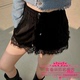 代购 睫毛蕾丝边拼接抽绳束腰短裤 2026年春季 时尚 新款 韩国官网正品