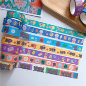 ins复古可爱胶带和纸贴纸手账胶条韩国卡通可爱胶卷墙贴装 饰文具