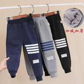 儿童加绒加厚棉休闲长裤 潮 中大童外裤 冬款 男童保暖洋气运动卫裤