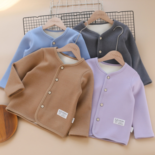 校服神器儿童加绒加厚开衫小外套男女童内搭保暖德绒学生上衣