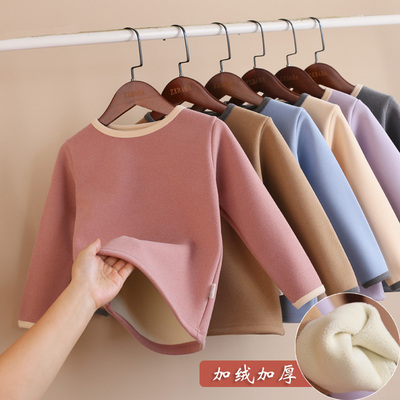 儿童加绒加厚圆领保暖衣