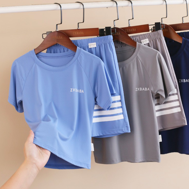 儿童冰丝网眼短袖衫短裤套装