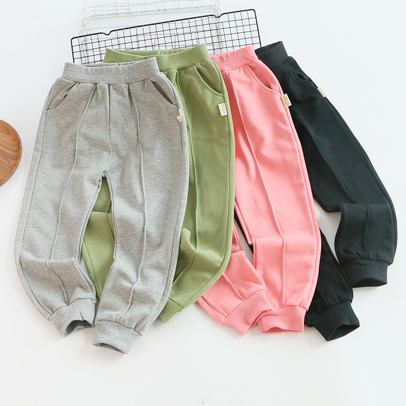 儿童春款纯棉休闲长裤男童宽松外裤女童运动卫裤子韩版潮