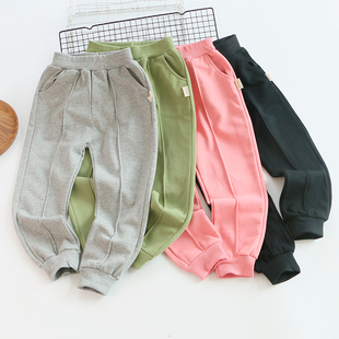 儿童春款纯棉休闲长裤男童宽松外裤女童运动卫裤子韩版潮