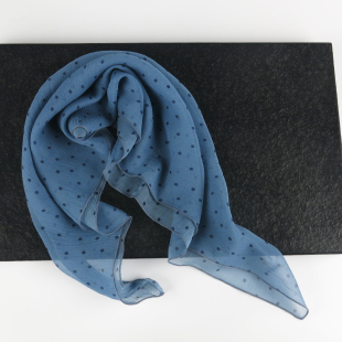 蓝色圆点小方巾丝巾女波点薄款 微瑕疵 100%桑蚕丝真丝围巾 特价