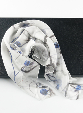 【清仓轻微瑕疵】白色小方巾丝巾女中国风百搭100%桑蚕丝真丝围巾