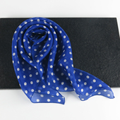 波点小方巾丝巾女圆点桑蚕丝宝蓝色真丝克莱因蓝围巾 清仓微瑕