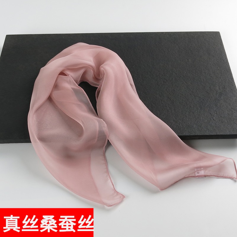 【特价微瑕】粉色小方巾丝巾时尚桑蚕丝100%春秋夏天系脖真丝围巾