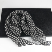 100%桑蚕丝纯真丝围巾 黑色波点小方巾丝巾女春秋冬季 清仓微瑕