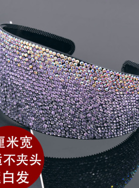 适合圆脸时尚2023大短发甜美白发压发洋气宽发箍女紫色发卡防滑遮