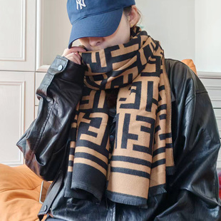 围巾女冬季高级感双面网红大牌韩版办公室披肩仿羊绒保暖百搭围脖