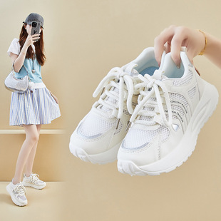网面透气运动鞋女2026春夏新款大童女鞋初中高中学生高颜值跑步鞋