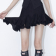 女夏设计感裤 黑色白色松紧腰褶皱不对称短裙 裙 斜边下摆 ourhour