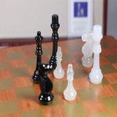 天然玛瑙玉石成人儿童大号国际象棋实木棋盘娱乐比赛家用送家人