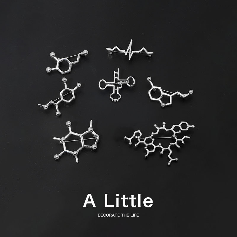 理科生化学分子胸针男女金属徽章防走光别针扣衣服装饰医学生礼物-封面