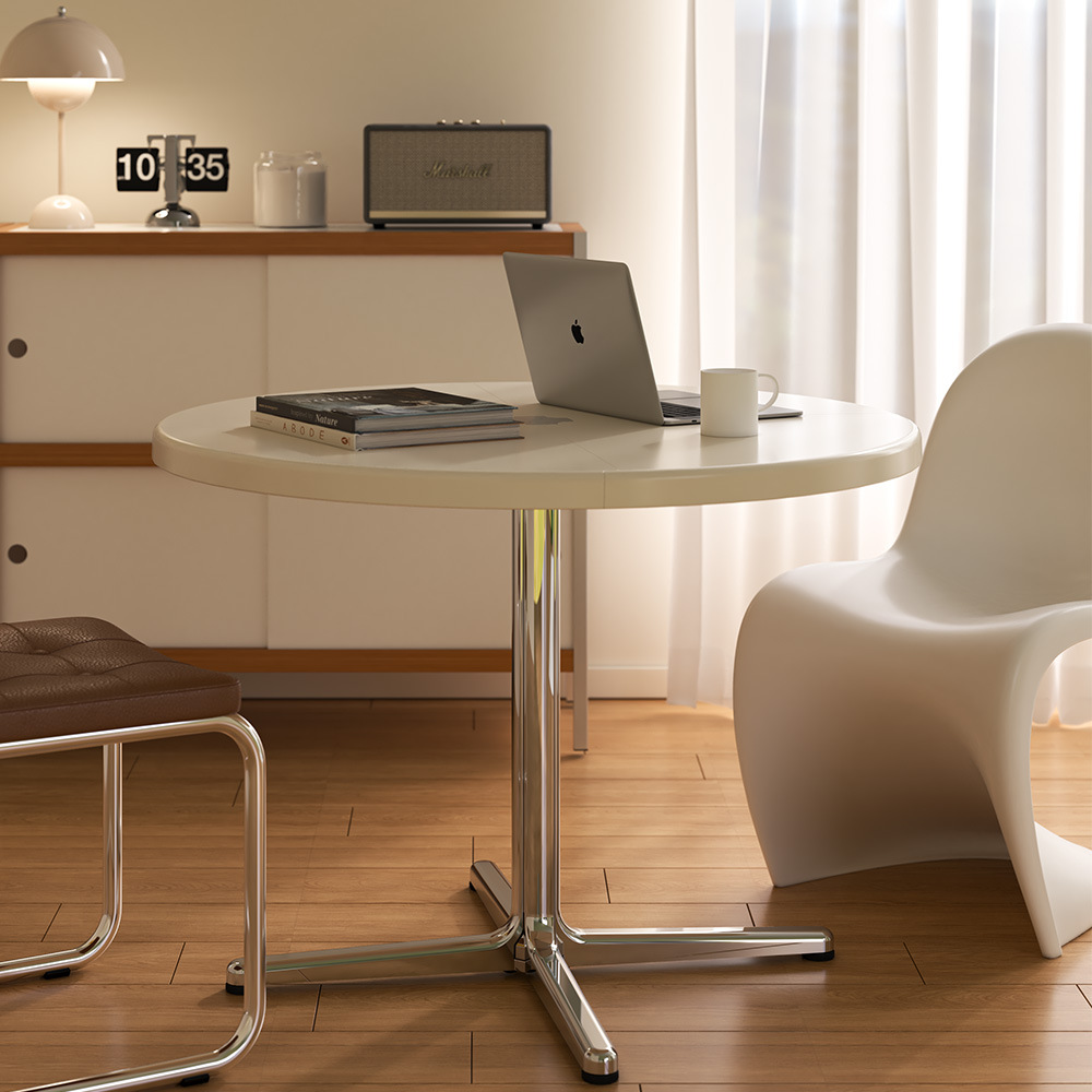 中古PLANO可折叠多功能圆桌餐桌Vintage半圆形异型设计师家用餐桌