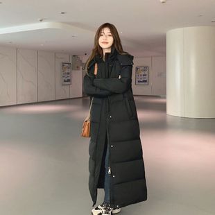 24年超长羽绒服男女同款白鸭绒加厚保暖到脚踝艺考、校服工服百搭