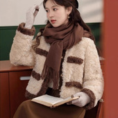 巴黎之都气质小香风保暖外套女冬季 上衣女装 新款 撞色百搭减龄时尚