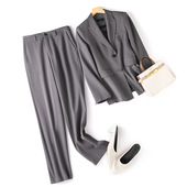 轻职业修身 女高级感春季 设计感高端灰色两件套小西服 套装 恩迪西装