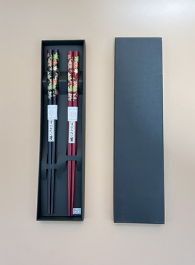 日本进口复古风日式筷竹筷高档家用防霉高级耐高温筷子樱花兔情侣