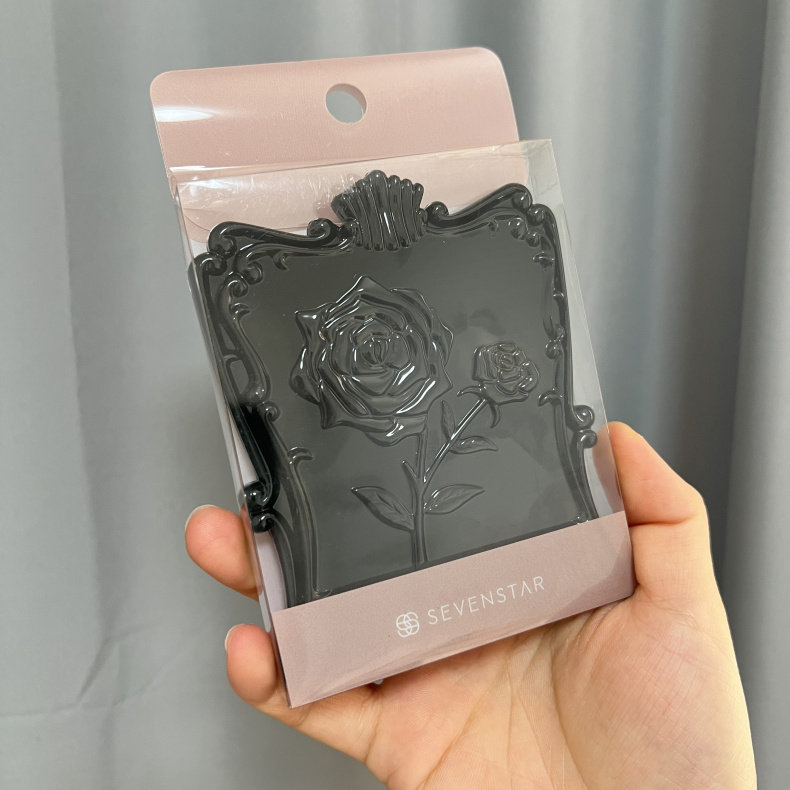 韩国产进口正品折叠镜子补妆便携黑色玫瑰花方形口袋镜,家庭/个人清洁工具,柜镜/梳妆镜,淘宝优惠券,粉丝福利购,淘宝优惠卷