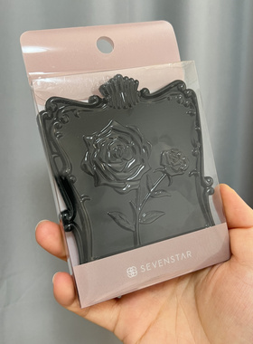 韩国产进口正品折叠镜子补妆便携黑色玫瑰花方形口袋镜