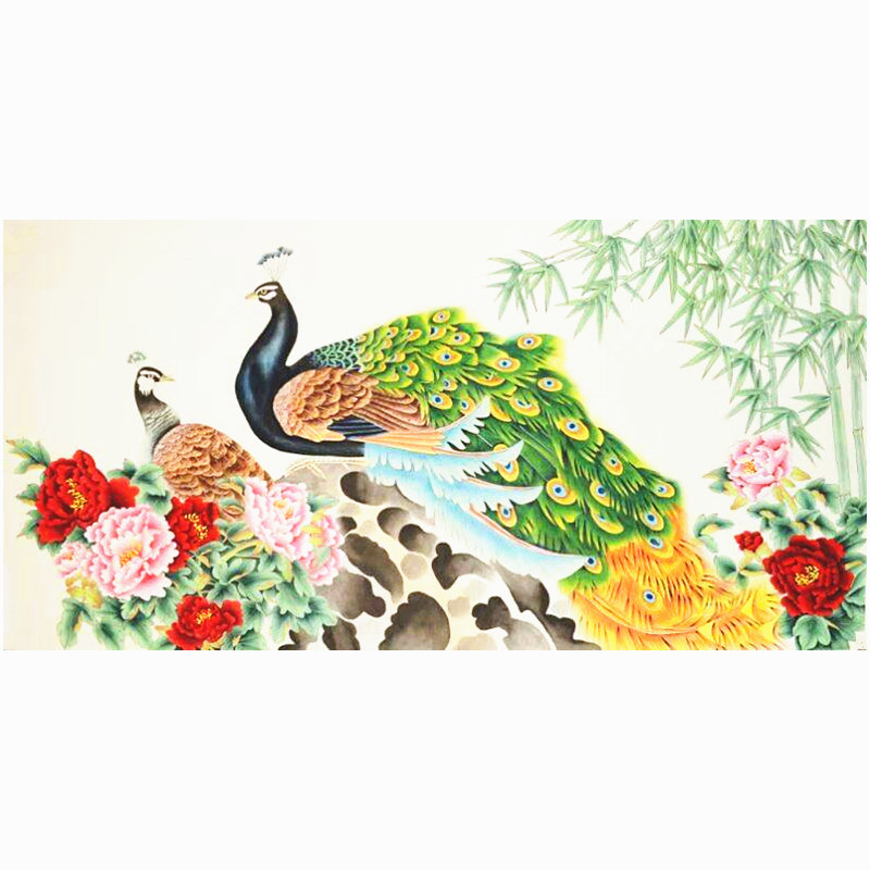 韩梅手绘工笔花鸟走兽山水原稿真迹客厅办公室书画收藏礼品装饰