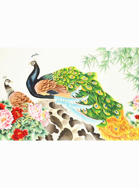 韩梅手绘工笔花鸟走兽山水原稿真迹客厅办公室书画收藏礼品装饰