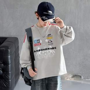 男童长袖T恤春秋款2026洋气儿童春季打底衫中大童男孩春装内搭T潮