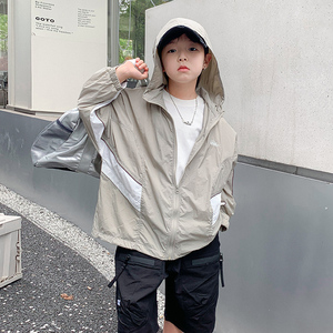 儿童防晒衣夏装2024新款男童轻薄透气防晒服中大童夏季连帽外套潮