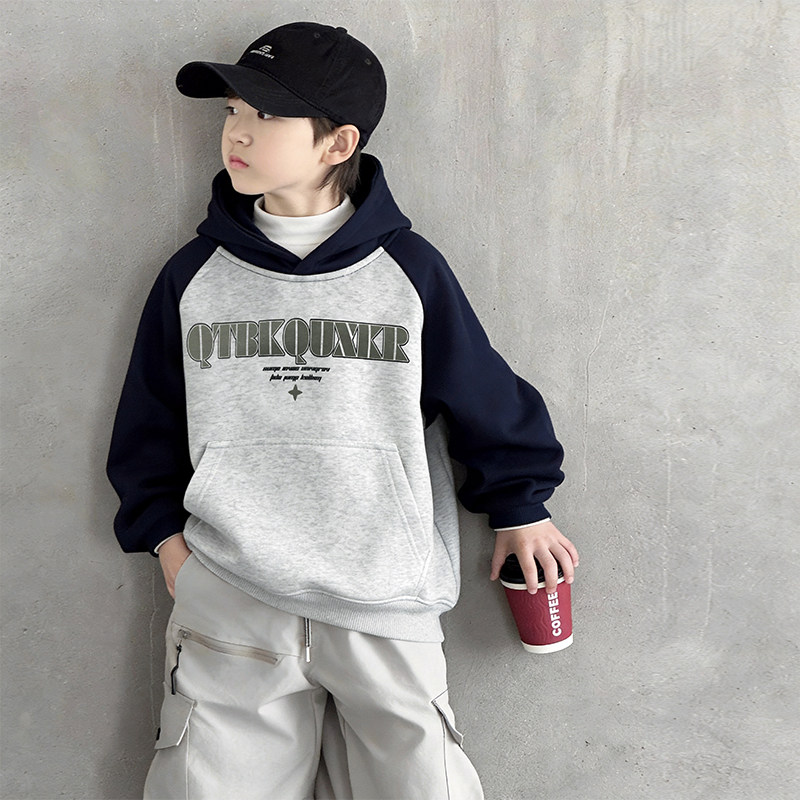 男童连帽卫衣春款2026新款中大童春秋季儿童内搭男孩春装打底衫潮