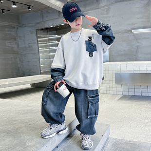 男童潮牌春秋卫衣套装2026新款洋气中大童春季休闲两件套儿童春装