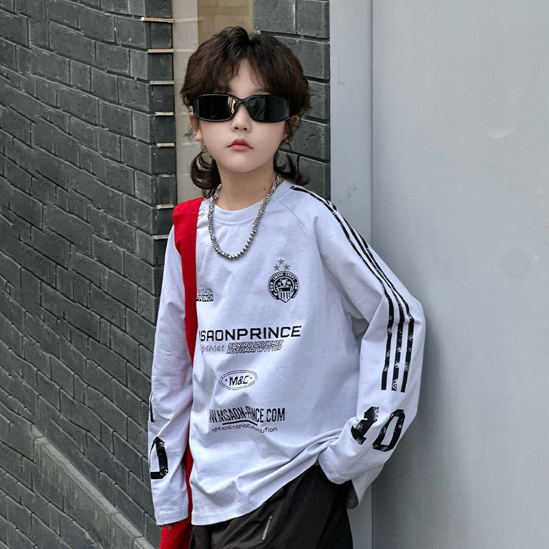 男童潮牌圆领T恤春款2026新款儿童痞帅长袖打底衫中大童春季上衣