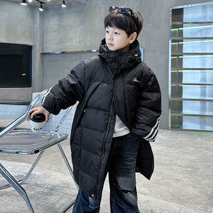 男童韩版长款羽绒服冬装2024新款中大童冬季保暖羽绒外套儿童装潮