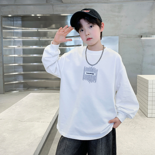 打底衫 男童白色长袖 潮流中大童春装 2026新款 儿童男孩T恤 T恤春秋季